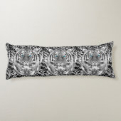 Zwart-witte blauwe ogen tijgerstrepen lichaamskussen (Achterkant)