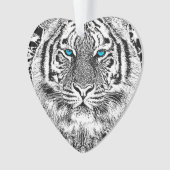Zwart-witte blauwe ogen tijgerstrepen ornament (voorkant)
