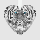 Zwart-witte blauwe ogen tijgerstrepen ornament (voorkant)