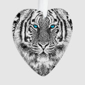 Zwart-witte blauwe ogen tijgerstrepen ornament (voorkant)