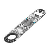 Zwart-witte blauwe ogen tijgerstrepen speed flessenopener (Achterkant Gekanteld)