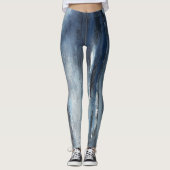 Zwart-witte blauwe Zeeen Abstracte Leggings (Voorkant)