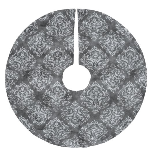 Zwart & Witte Bloei - Kerstboom Kleed Rok (Voorkant)