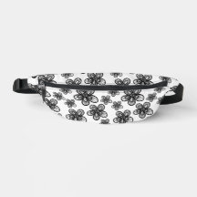 Zwart-witte bloem 2-zijdige print Fanny-Pack