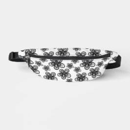 Zwart-witte bloem 2-zijdige print Fanny-Pack Heuptasje
