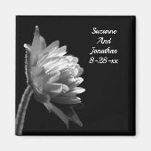 Zwart-witte bloem bruiloft magneet (Voorkant)