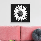 Zwart/Witte Bloem Canvas Afdruk (Insitu (Woonkamer))