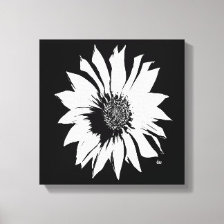 Zwart/Witte Bloem Canvas Afdruk