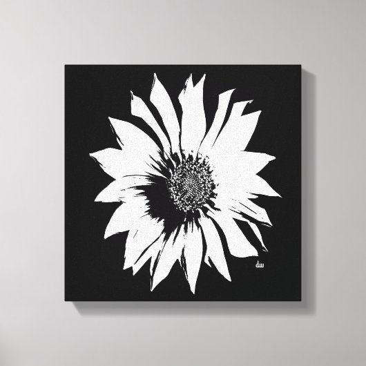 Zwart/Witte Bloem Canvas Afdruk (Voorkant)