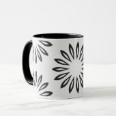Zwart-witte bloem gepersonaliseerde Abstract Mok (Voorkant links)