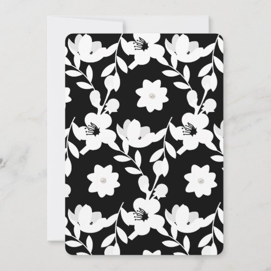 Zwart-Witte Bloem Hernieuwing van Geloften Kaart (Achterkant)