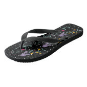 Zwart Witte Bloem Met Stippen Teenslippers (Schuin)