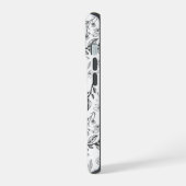 Zwart Witte Bloem Monogram iPhone 15 Case (Linkerkant)