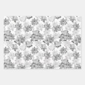 Zwart Witte Bloem Roos Inpakpapier Set van 3 Vel (Voorkant 2)