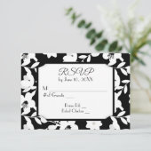 Zwart-witte bloem RSVP (Staand voorkant)