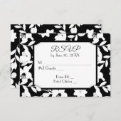 Zwart-witte bloem RSVP (Voorkant / Achterkant)