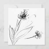 Zwart Witte Bloem Schets Botanisch Kaart (Achterkant)