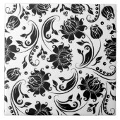Zwart-witte bloem thema Tegel Patroon Tegeltje (Voorkant)