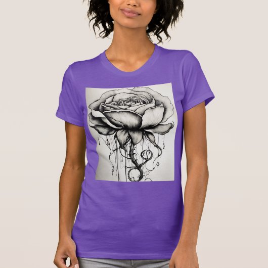 "Zwart-witte bloemblaadjes" Bella Canvas T-shirt v (Voorkant)