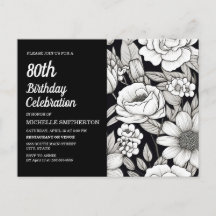 Zwart Witte Bloemen 80ste Verjaardag