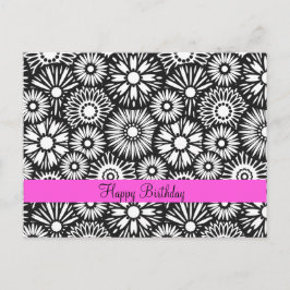 Zwart-witte bloemen ansichtkaart briefkaart