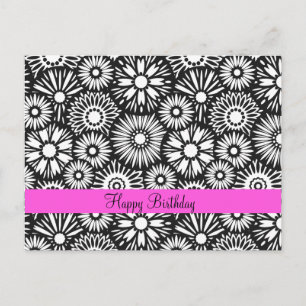 Zwart-witte bloemen ansichtkaart briefkaart