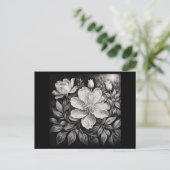 Zwart & Witte Bloemen Briefkaart (Staand voorkant)