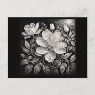 Zwart & Witte Bloemen Briefkaart
