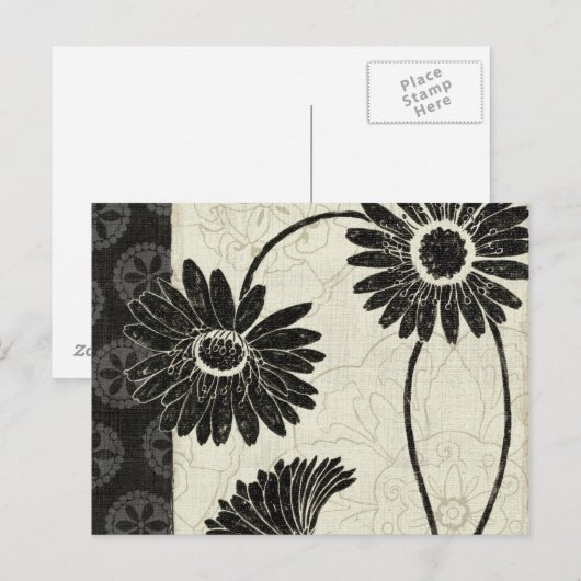Zwart-witte Bloemen Briefkaart (Voorkant / Achterkant)
