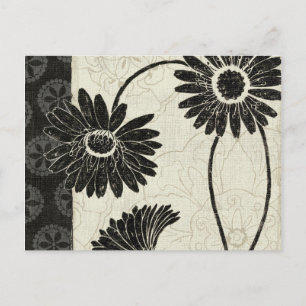 Zwart-witte Bloemen Briefkaart