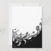 Zwart-witte bloemen bruiloft bruidsfeest kaart (Achterkant)