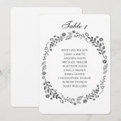 Zwart-witte bloemen bruiloft zithoek grafiek kaart (Voorkant / Achterkant)