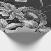 Zwart-witte bloemen cadeaupapier (Hoek)