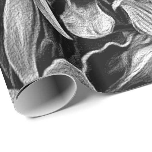 Zwart-witte  bloemen cadeaupapier (Rol Hoek)