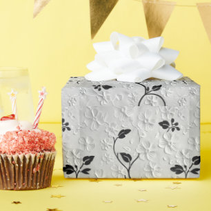 Zwart-witte bloemen cadeaupapier