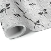 Zwart-witte bloemen cadeaupapier (Rol Hoek)