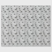 Zwart-witte bloemen cadeaupapier (Vlak)