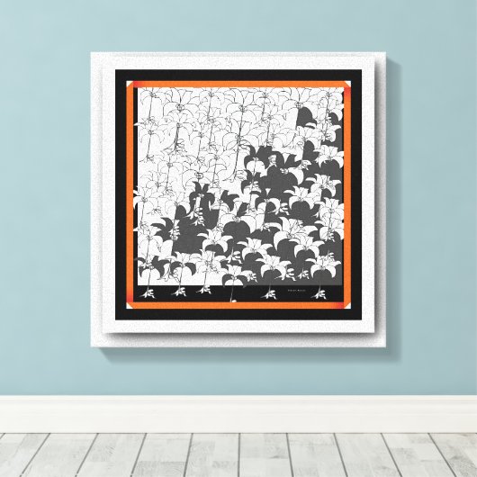 Zwart Witte Bloemen Canvas Afdruk (Insitu (Houten vloer))
