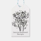 Zwart-witte bloemen dank u Business Hang Cadeaulabel (Voorkant)