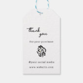Zwart-witte bloemen dank u Business Hang Cadeaulabel (Achterkant)