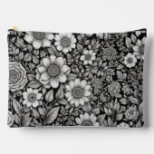 Zwart-witte bloemen en bladeren etui (Voorkant)