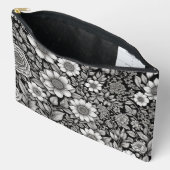 Zwart-witte bloemen en bladeren etui (Open)