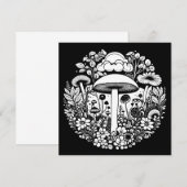 Zwart-witte bloemen en paddenstoelen Vintage (Voorkant / Achterkant)