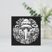Zwart-witte bloemen en paddenstoelen Vintage (Staand voorkant)