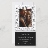 Zwart-witte bloemen Foto opslaan Datum Save The Date (Voorkant)