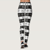  zwart-witte bloemen geruit patroon leggings (Achterkant)