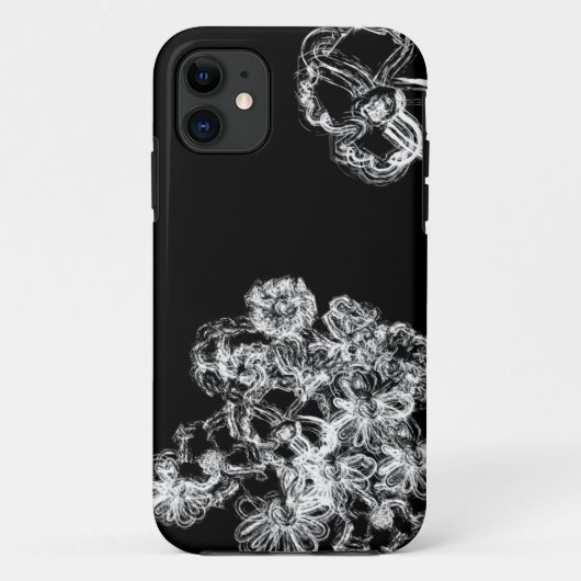 zwart witte bloemen getekend met potlood land ipho Case-Mate iPhone case (Achterkant)