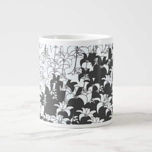 Zwart Witte Bloemen Grote Koffiekop