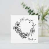 Zwart-witte bloemen hand getekend dank je creditca kaart (Staand voorkant)