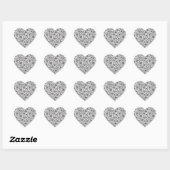Zwart Witte Bloemen Hart Sticker (Vel)